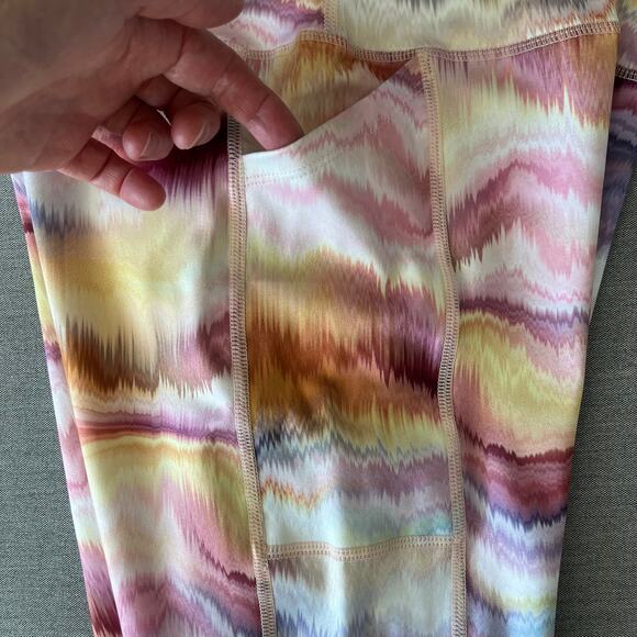 C&C California Wave Sunset Multi High Waist Pocket Crop Workout Leggings SM NWT - Picture 8 of 13